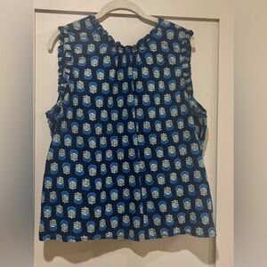 J. Crew Navy and White Patterned Blouse